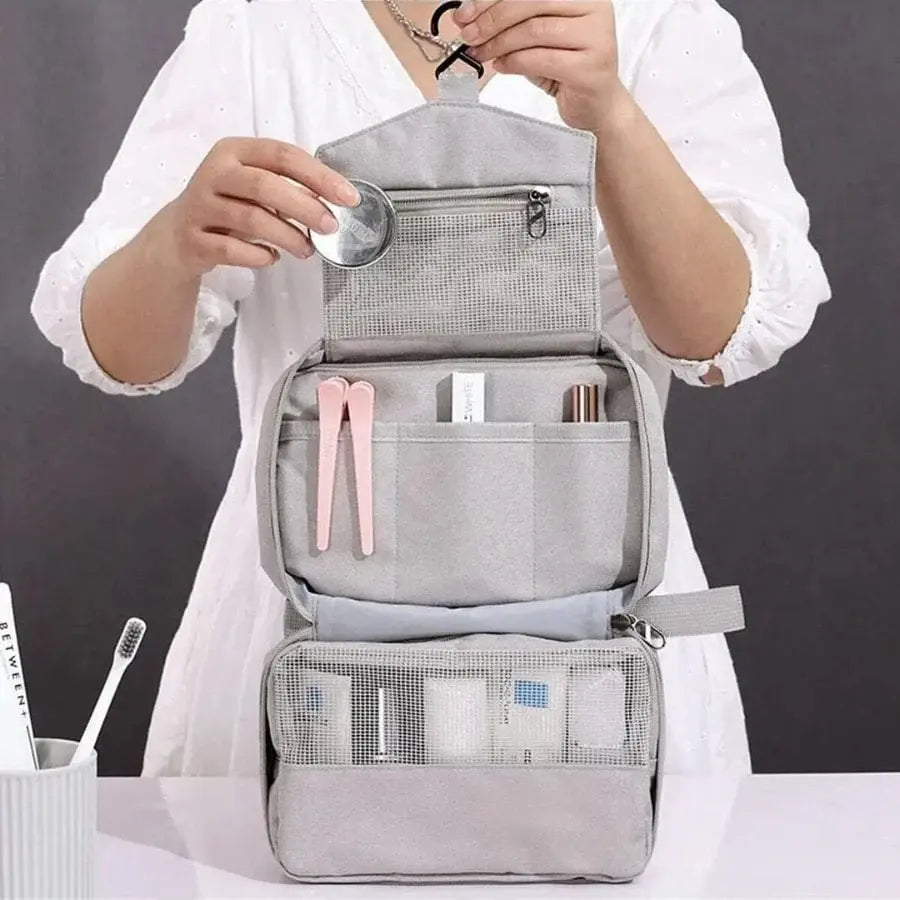 Trousse de Toilette à Suspendre Dépliante Femme Usage