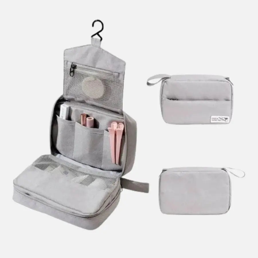 Trousse de Toilette à Suspendre Dépliante Femme Gris