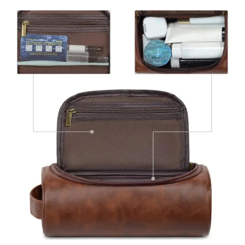 Trousse de Toilette en Cuir Homme Marron 1