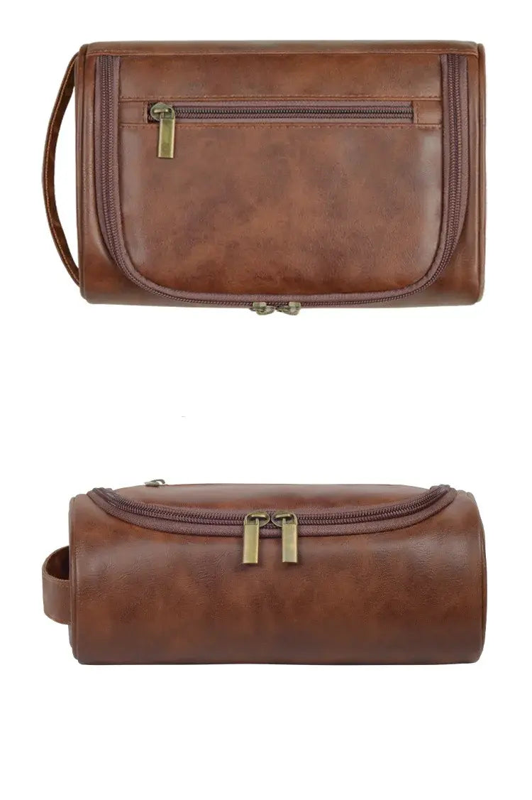 Trousse de Toilette en Cuir Homme Marron Vue