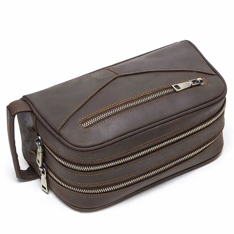 Trousse de Toilette Homme Vintage en Cuir Profil