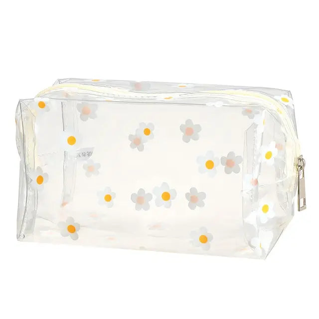 Trousse de Toilette Transparente Femme - Fleur Blanc