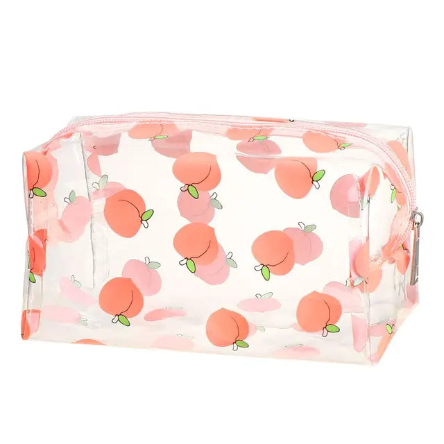Trousse de Toilette Transparente Femme - Pêche Rose