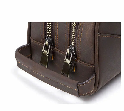 Trousse de Toilette Homme Vintage en Cuir Côté 2