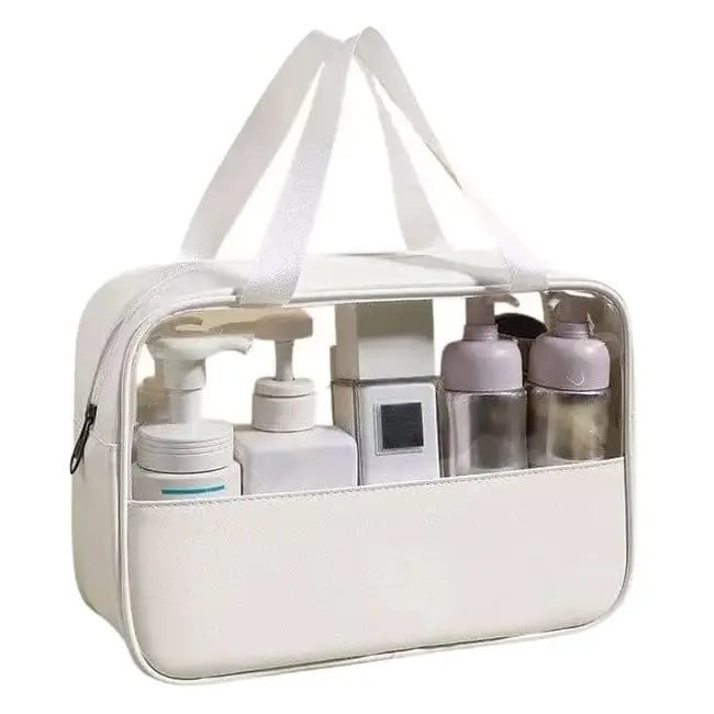 Trousse de Toilette Transparente avec Anse Blanc