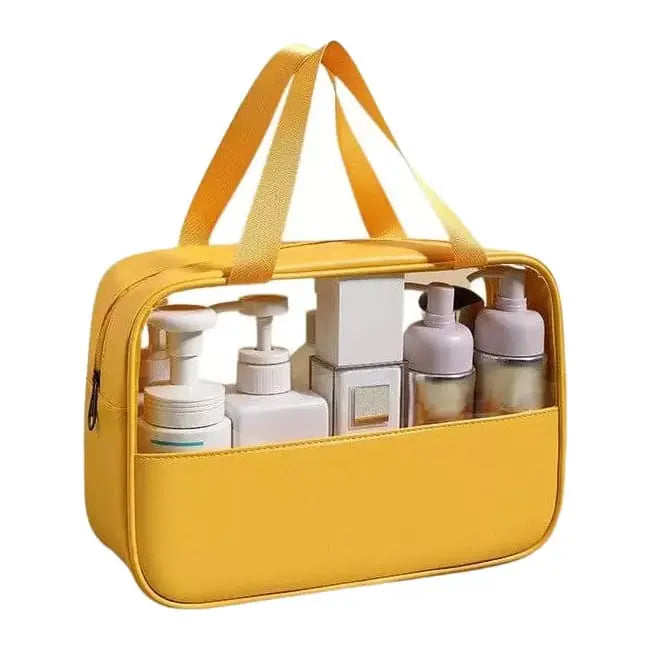 Trousse de Toilette Transparente avec Anse Jaune