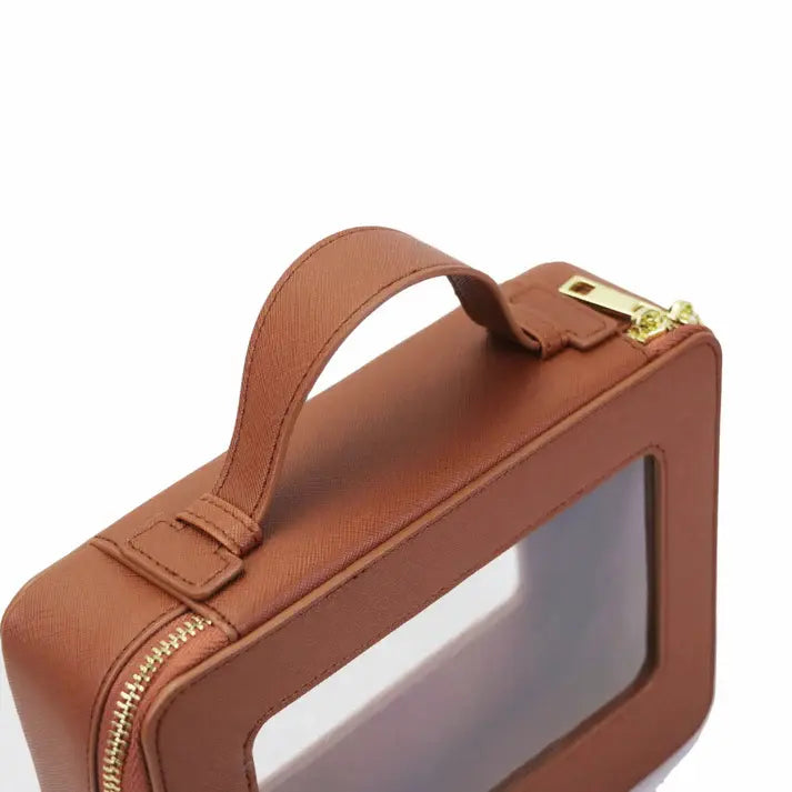 Trousse de toilette Transparente Avion Marron Profil