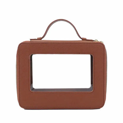 Trousse de toilette Transparente Avion Marron